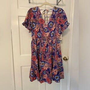 Terra & Sky Printed V-Neck Dress